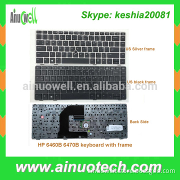 US Laptop Keyboard For HP 6460B 6470B US keyboard with frame silver black UK SP FR IT AR RU GR GR